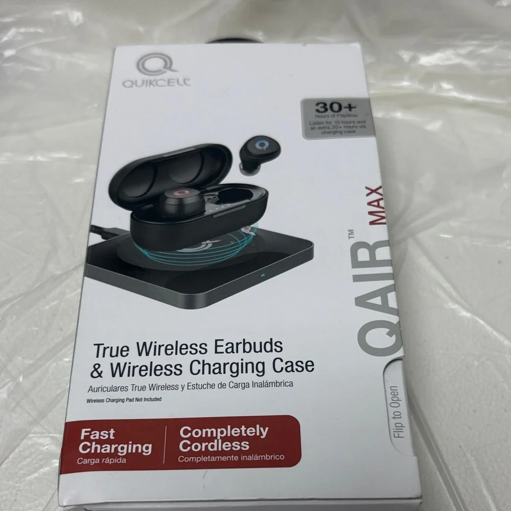 Black True Wireless Earbuds with Wireless Charging Case